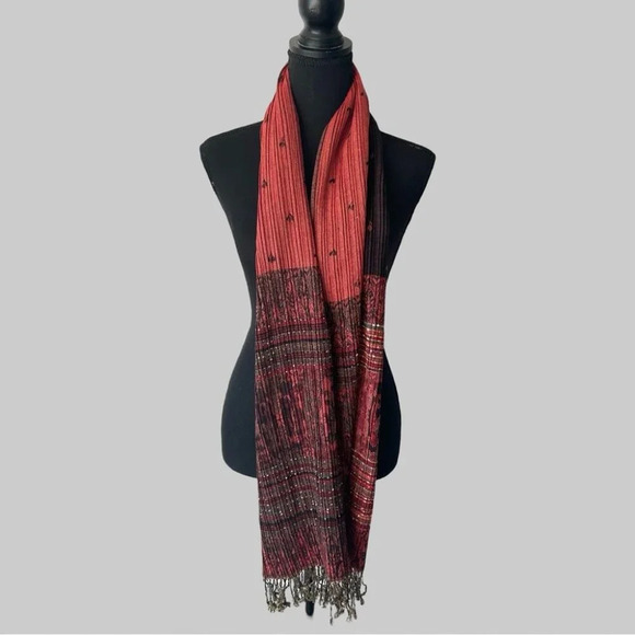 Pashmina Pleated Fringe Rectangle Scarf - Picture 2 of 8